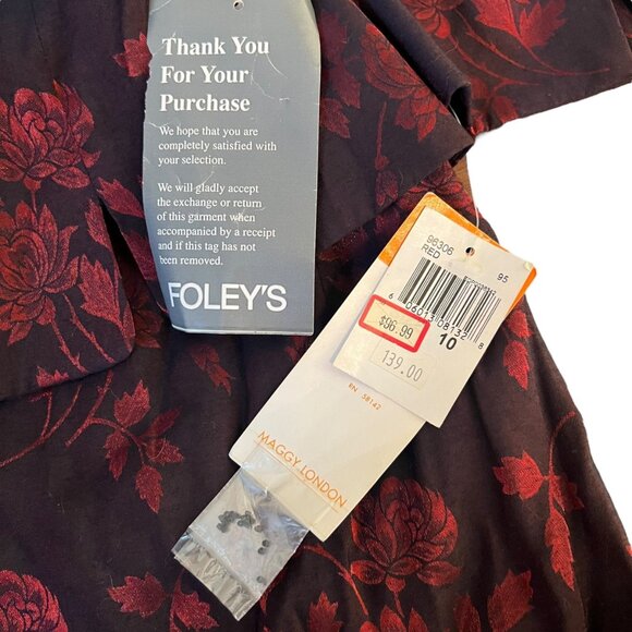 NWT Vintage Maggie London Roses Midi Dress Conservative Holiday Event Formal 10 - Picture 10 of 14